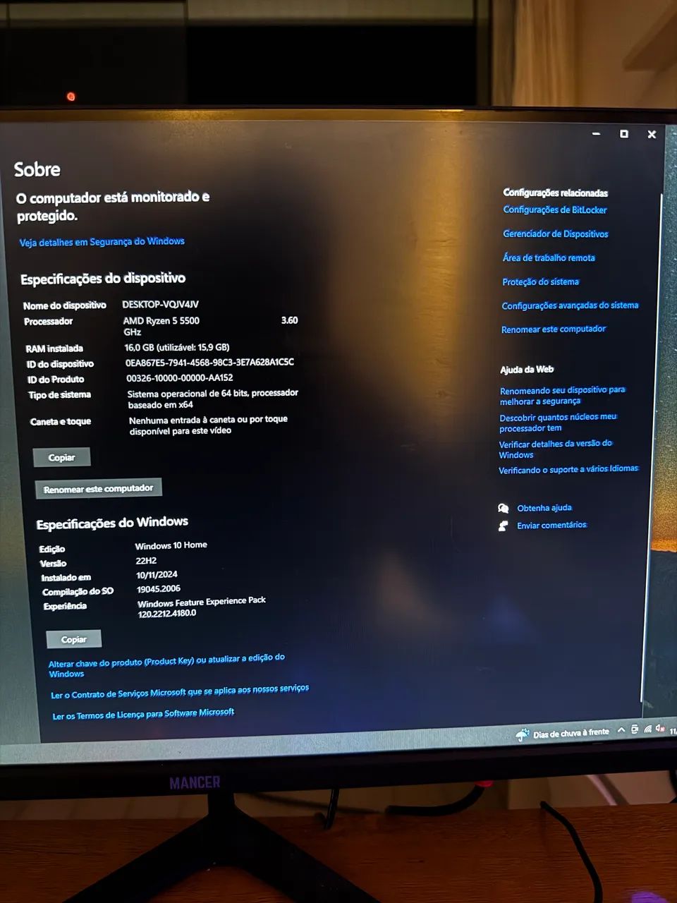 PC Gamer Completo AMD Ryzen 5500 NOVO + Placa de Video - Foto 3