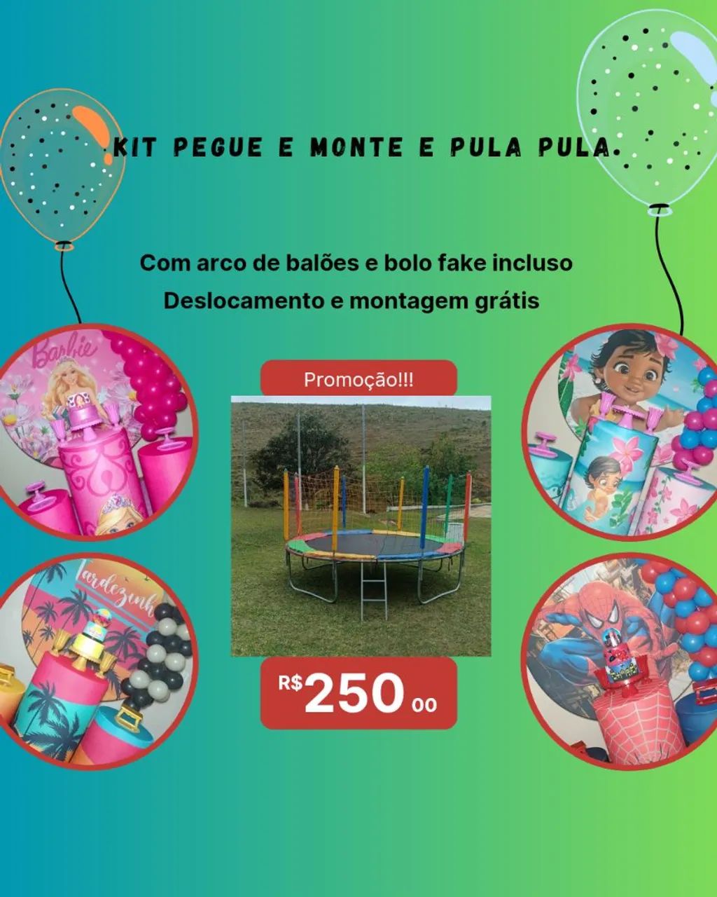 Pula pula + pegue e monte - montagem e deslocamento incluso 