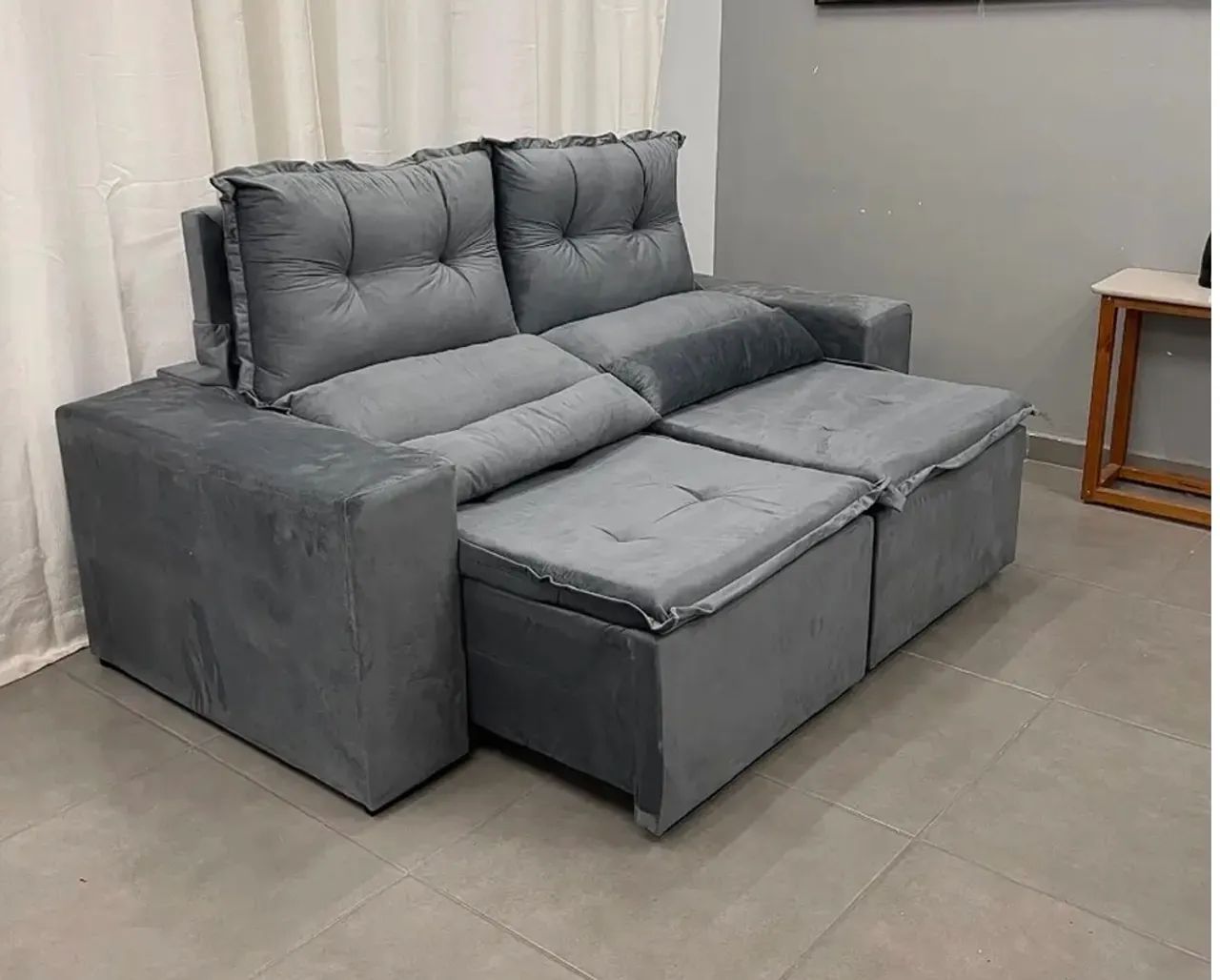 Sofá Luna Retrátil e Reclinável 190cm Tecido Veludo p87