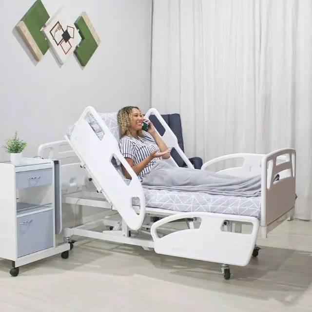 Cama Hospitalar Motorizada 8 Movimentos com Elevação do Leito