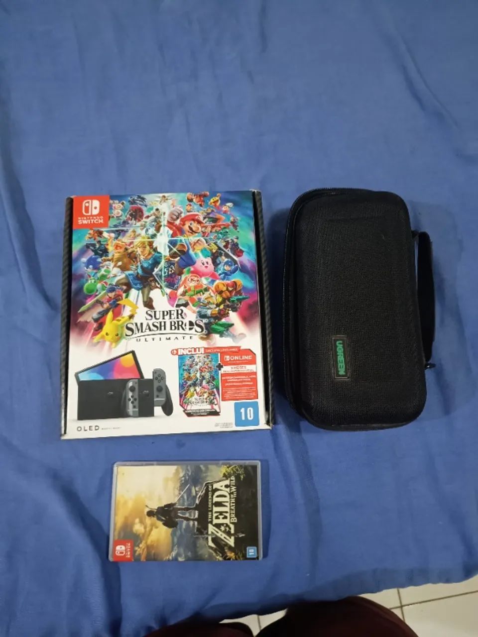 Nintendo Switch OLED Especial + Jogo Zelda + microSD 128GB + Case