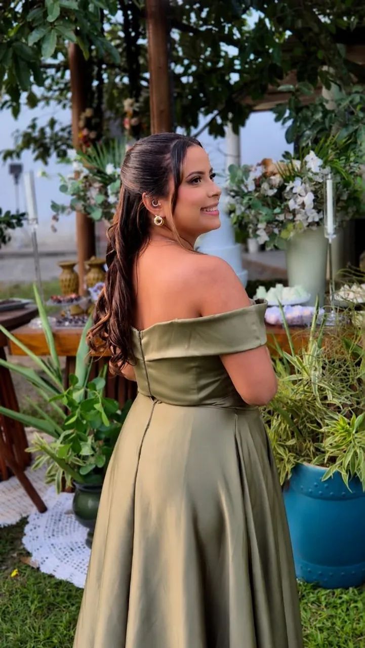 Vestido verde oliva elegante - Foto 3