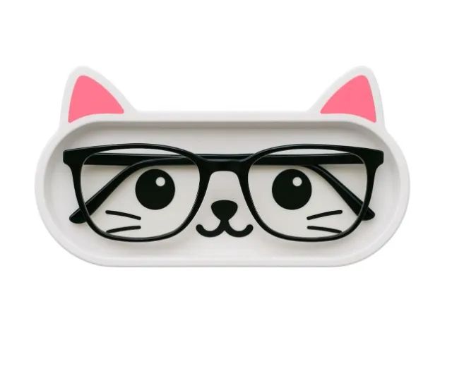 Bandeja Porta-Óculos Decorativa Gato para Mesa, Criado-Mudo ou Prateleira