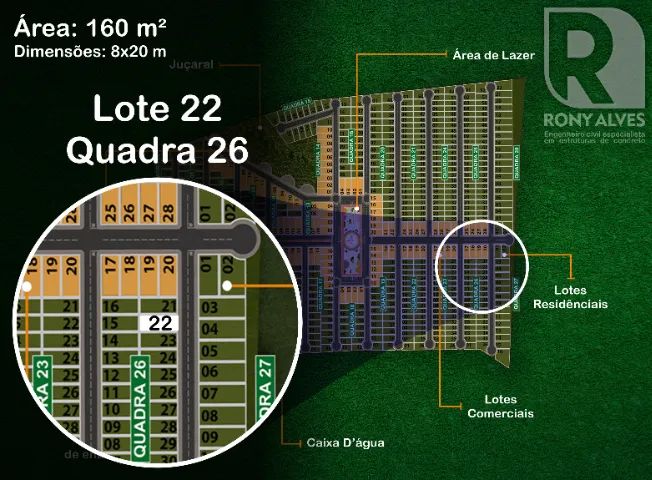 Lote com 160,0 m² (8,0×20,0)m - Foto 3