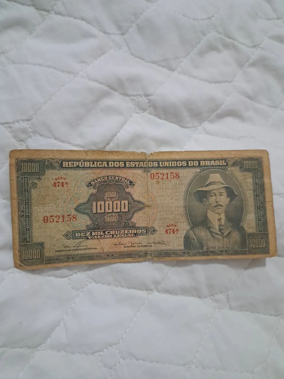 Nota de 10.000 Cruzeiros Santos Dumont de 1966 - Série 474-A