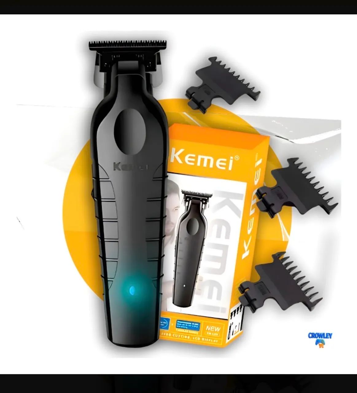 Máquina De Acabamento Corta Cabelo Profissional Kemei 2299 P Preto 127/220v - Foto 3