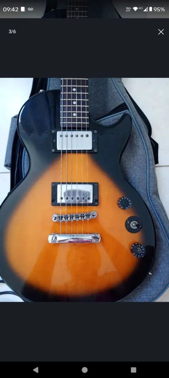 Kit Guitarra Epiphone, amplificador e capa - Foto 4