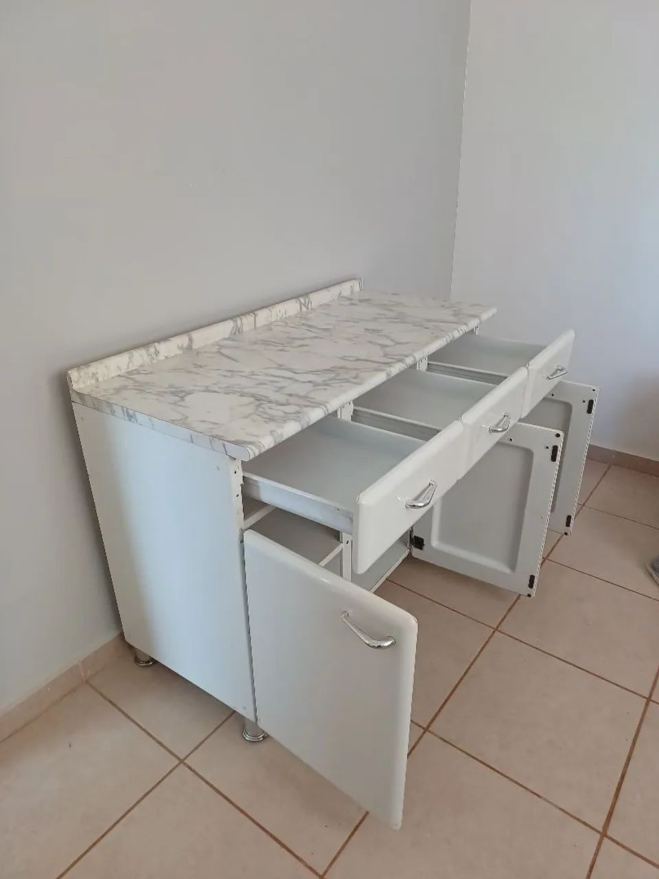 Balcão de cozinha metálico branco65082883261313122