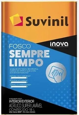 Tinta Lavável Sempre Limpo Branco 18l Suvinil Acabamento Fosco