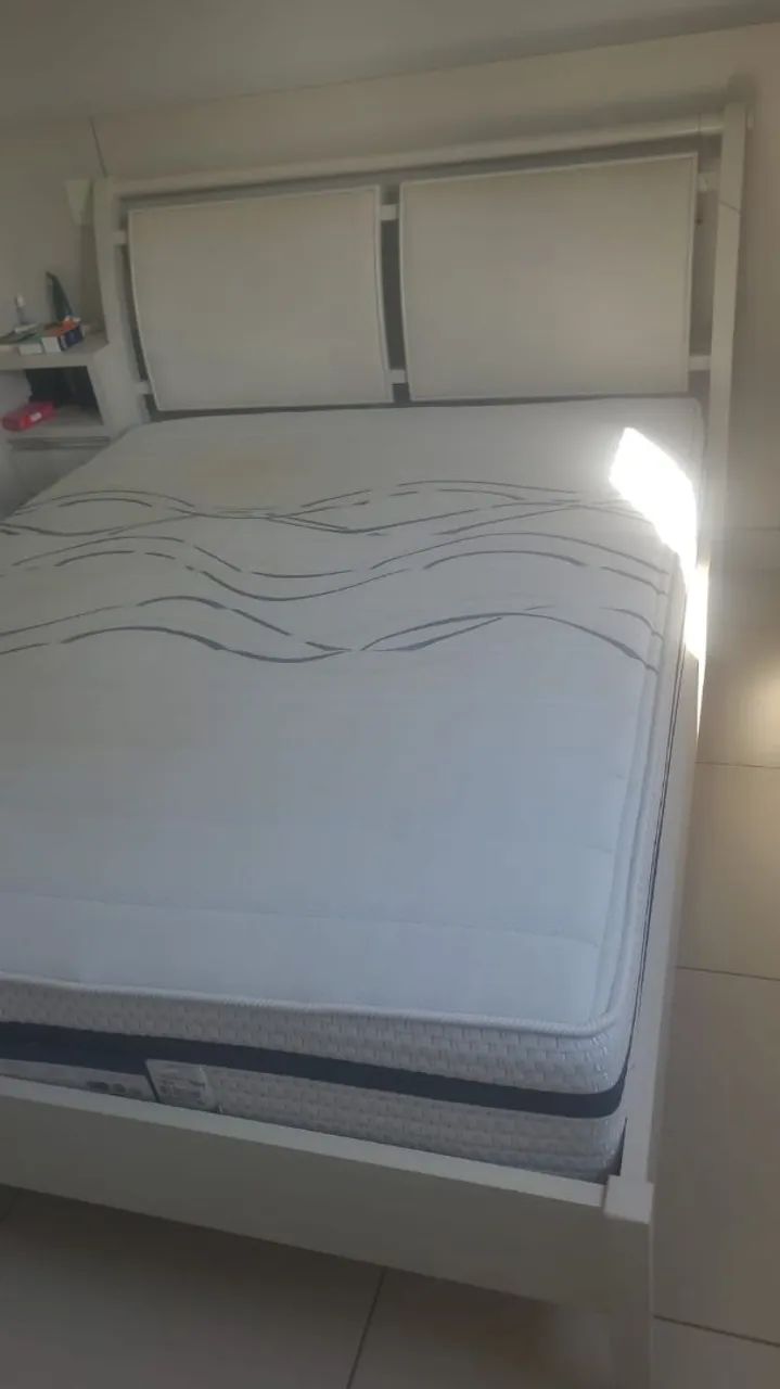 Cama casal queen madeira + colchao - Foto 2