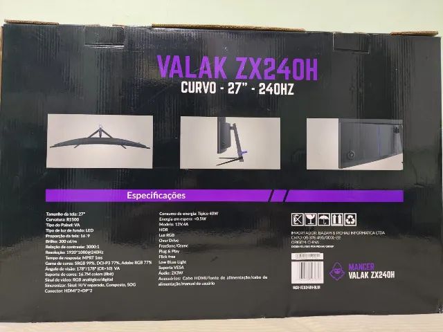 Monitor Mancer VALAK ZX240H - 240hz - 27 Polegadas - Foto 4