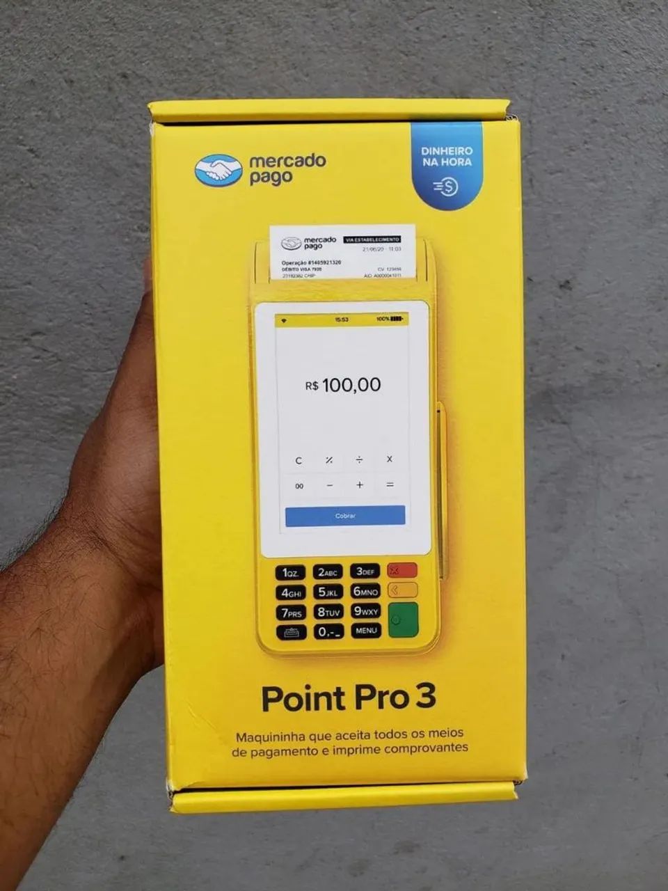 Máquineta lançamento point pró 3 imprimir o comprovante produto novo 