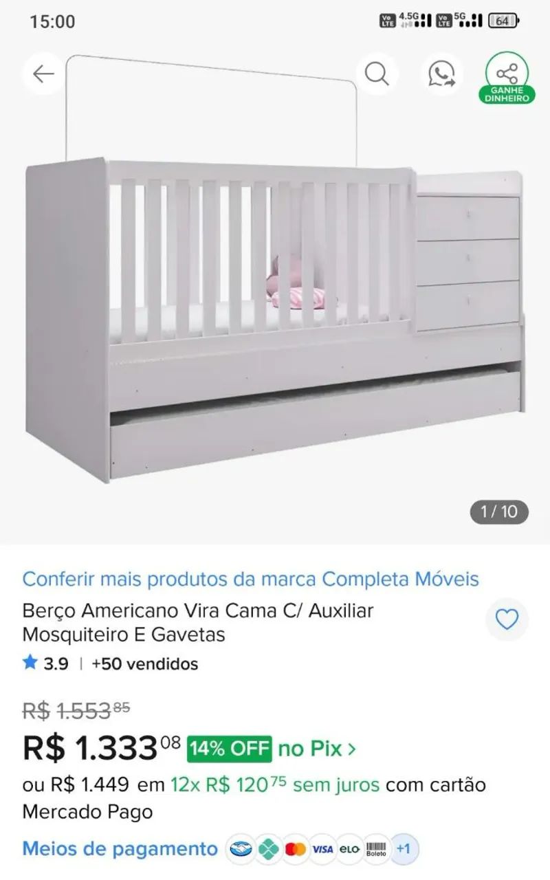 Berço infantil com gavetas - Foto 5