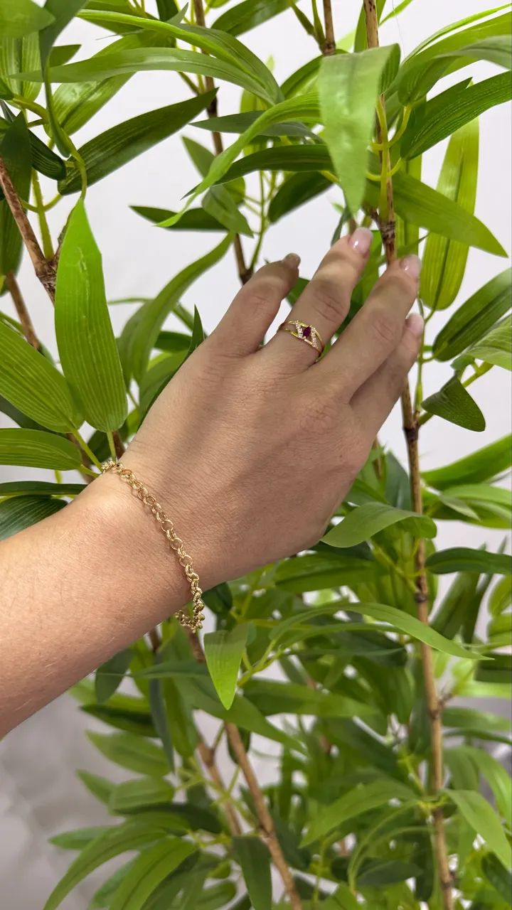 Pulseira anel ouro 18 k  - Foto 2