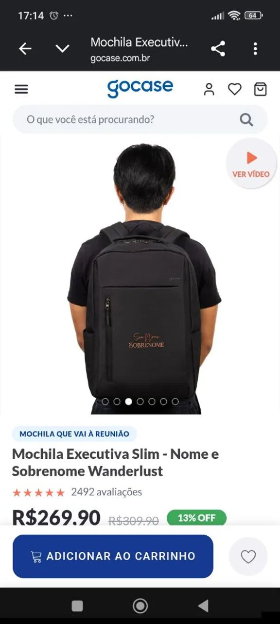 Mochila Executiva Slim Preta - Gocase - Foto 4