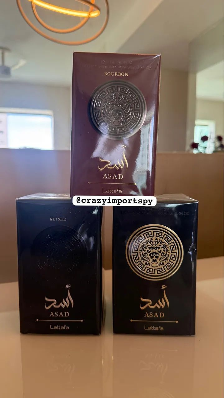 Perfumes árabes Asad Bourbon, Elixir e tradicional EDP Lattafa