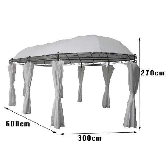 GAZEBO OVAL C/ CORT 3X6 BCO