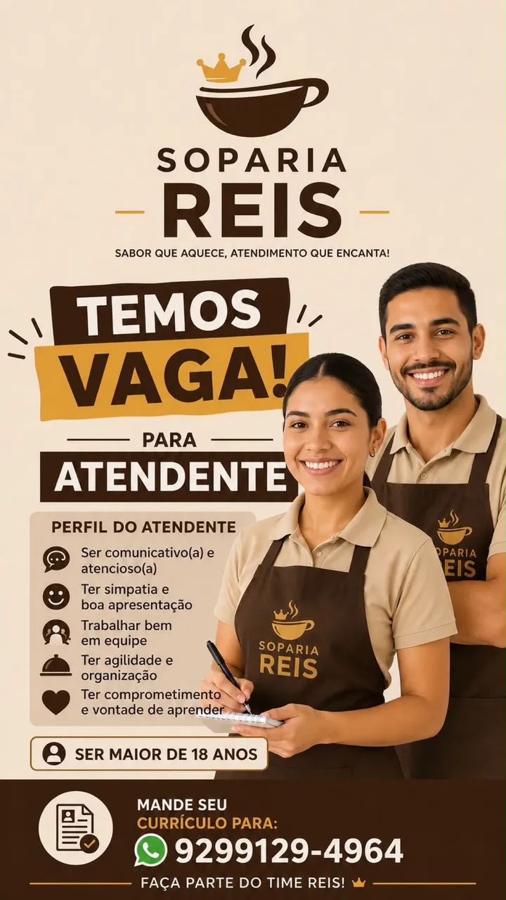 Vaga para atendente fixo 