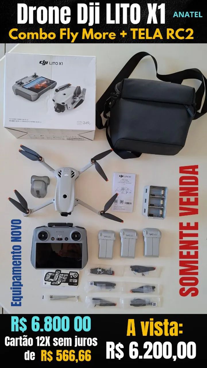 Drone Dji Lito X1 Combo Fly More + Tela ( Novo)