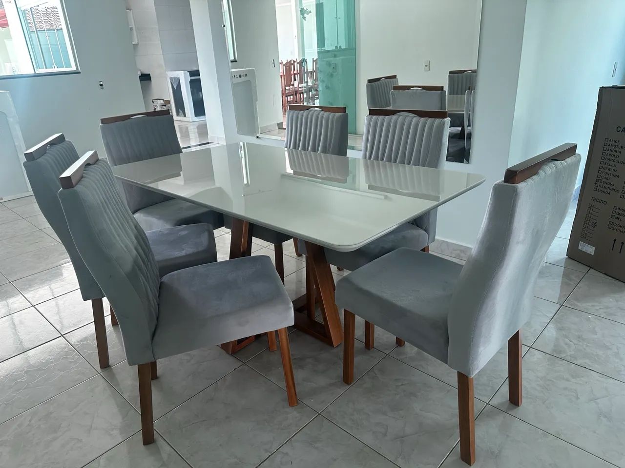 Mesa de Jantar Pedro 160x80 com 6 Cadeiras 100% Madeira