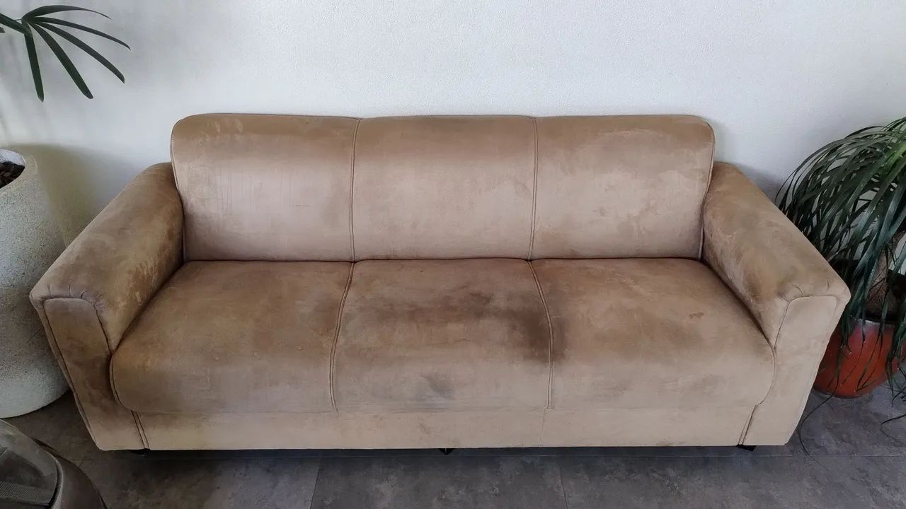 Conjunto Sofás 2 e 3 Lugares em Suede Bege - Foto 4