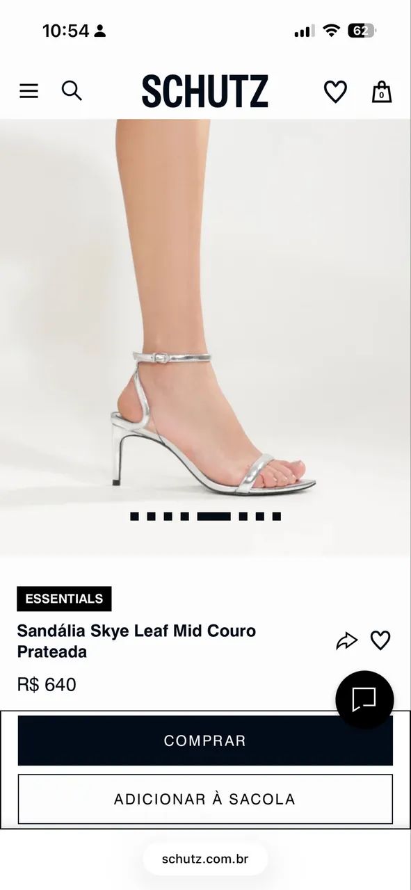 SCHÜTZ Sandália Skye Leaf Mid Couro Prateada