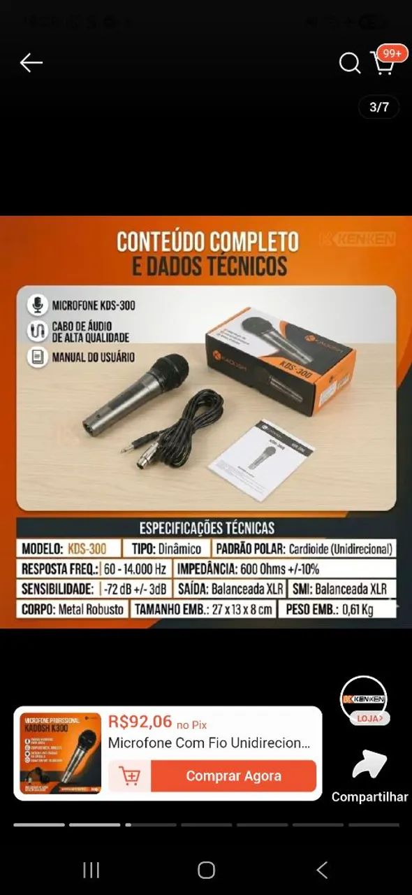 Microfone com fio kadosh - Foto 2