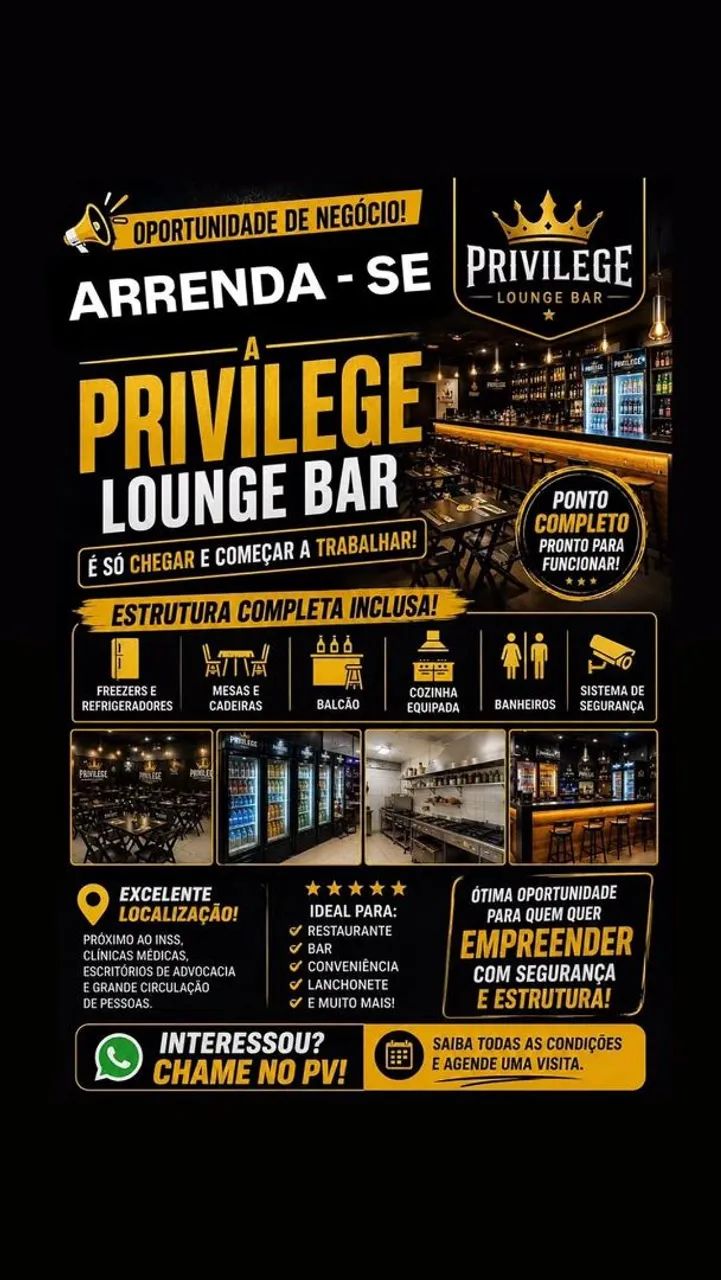 Arrendamento preivilege lounge bar