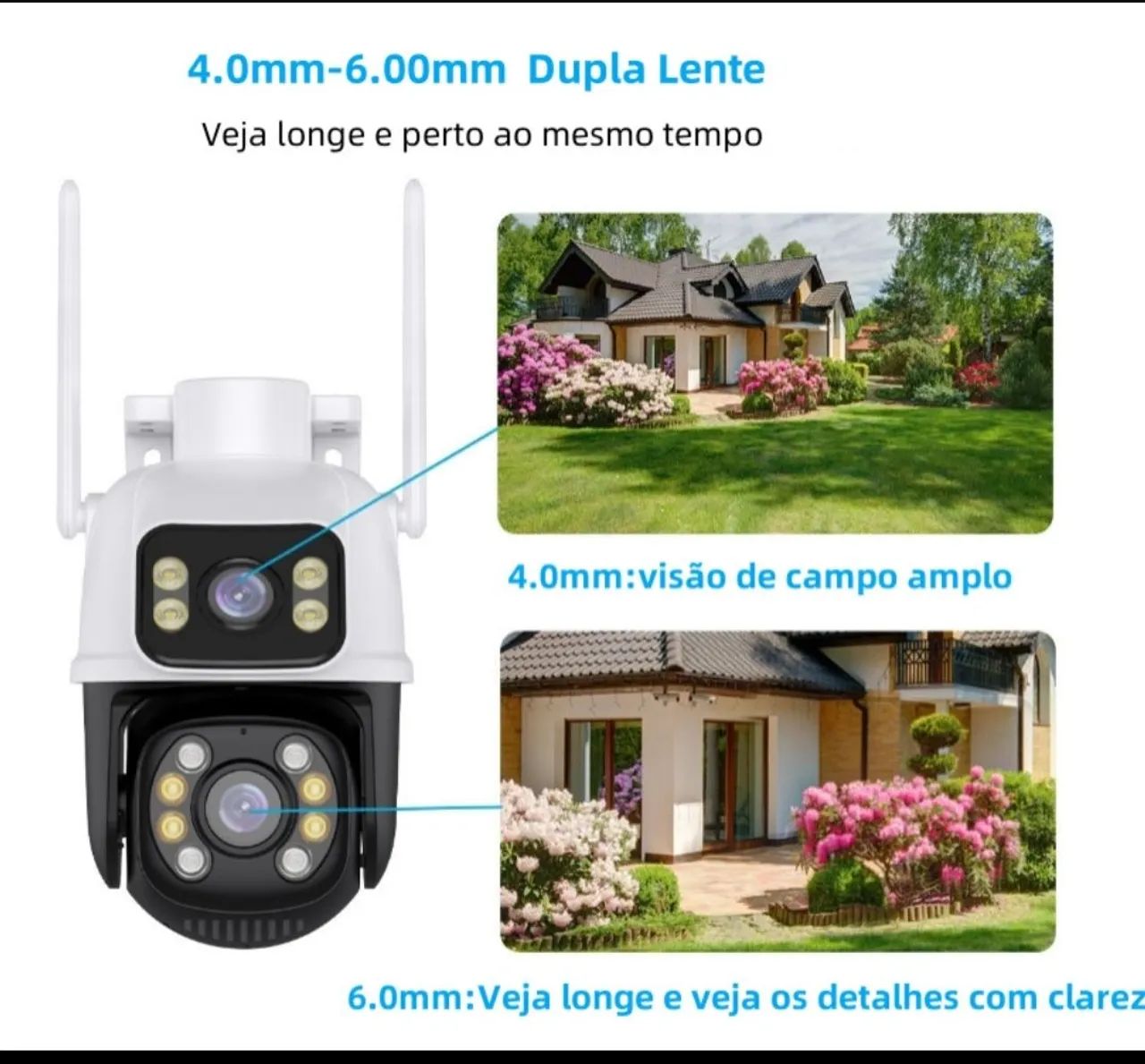 Câmera WiFi Externa A28 Dupla Visão 3MP Prova D?Água Full Color App ICSee - Foto 3