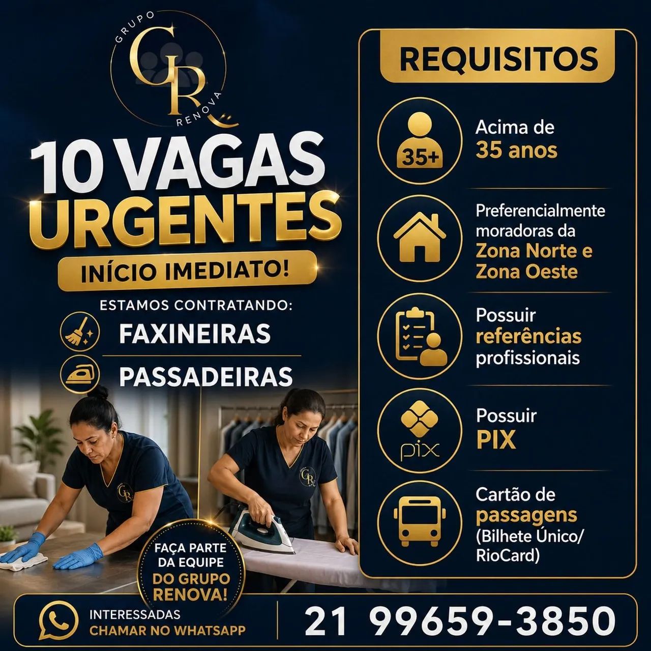 Faxineira com perfil doméstico