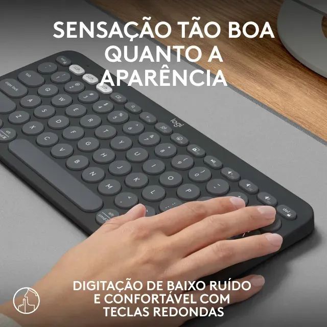 Teclado sem fio Logitech Pebble Keys 2 K380 - Grafite - Foto 5