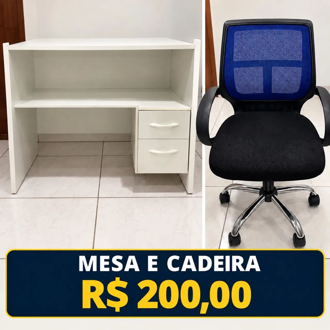 Mesa de computador mais cadeira