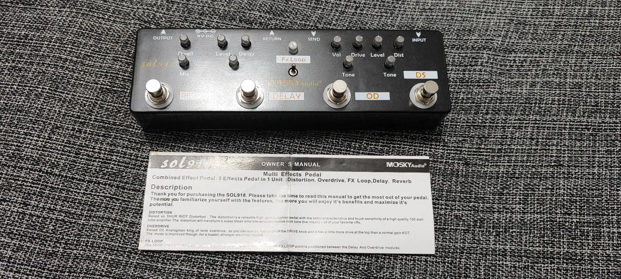 Pedal de guitarra Mosky multi-efeitos 5 em 1 Reverb, Delay