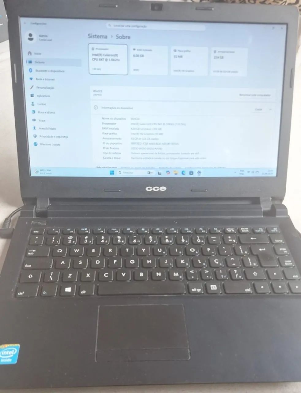 Notebook CCE Ultra Thin U25 Funcionando Usado