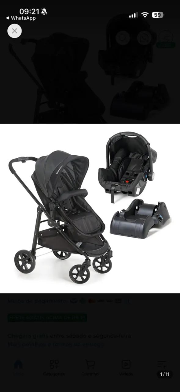 Carrinho de bebê + bebê conforto + Base Galzerano  - Foto 4
