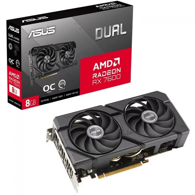(NOVO) Placa De Vídeo Asus Dual AMD Radeon RX 7600 EVO OC Edition, 8GB, GDDR6