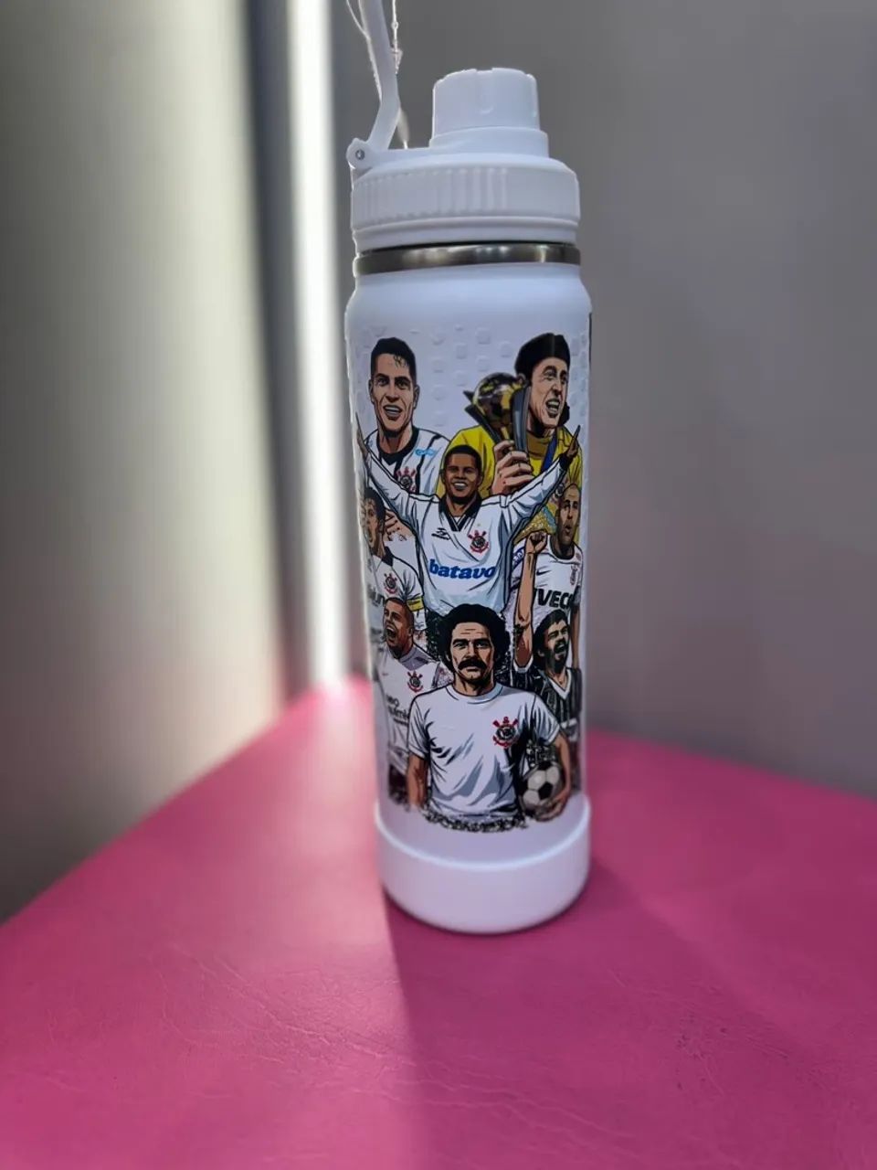 garrafa térmica corinthians 800ml branca - Foto 3