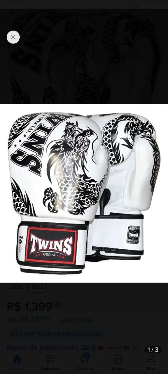 Luva de boxe e short 