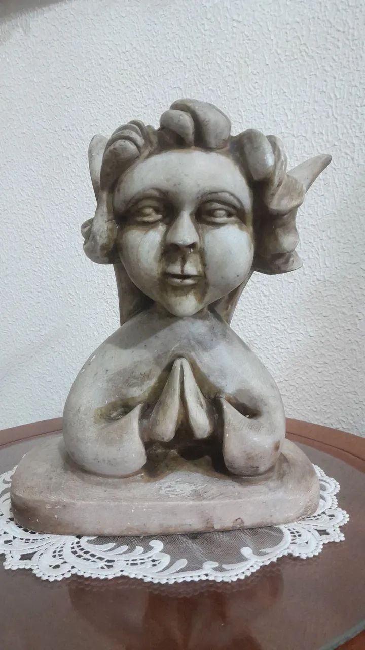 Antigo busto Querubim de marmore - Foto 2
