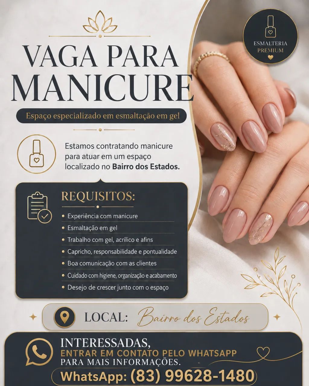 Vaga para manicure 