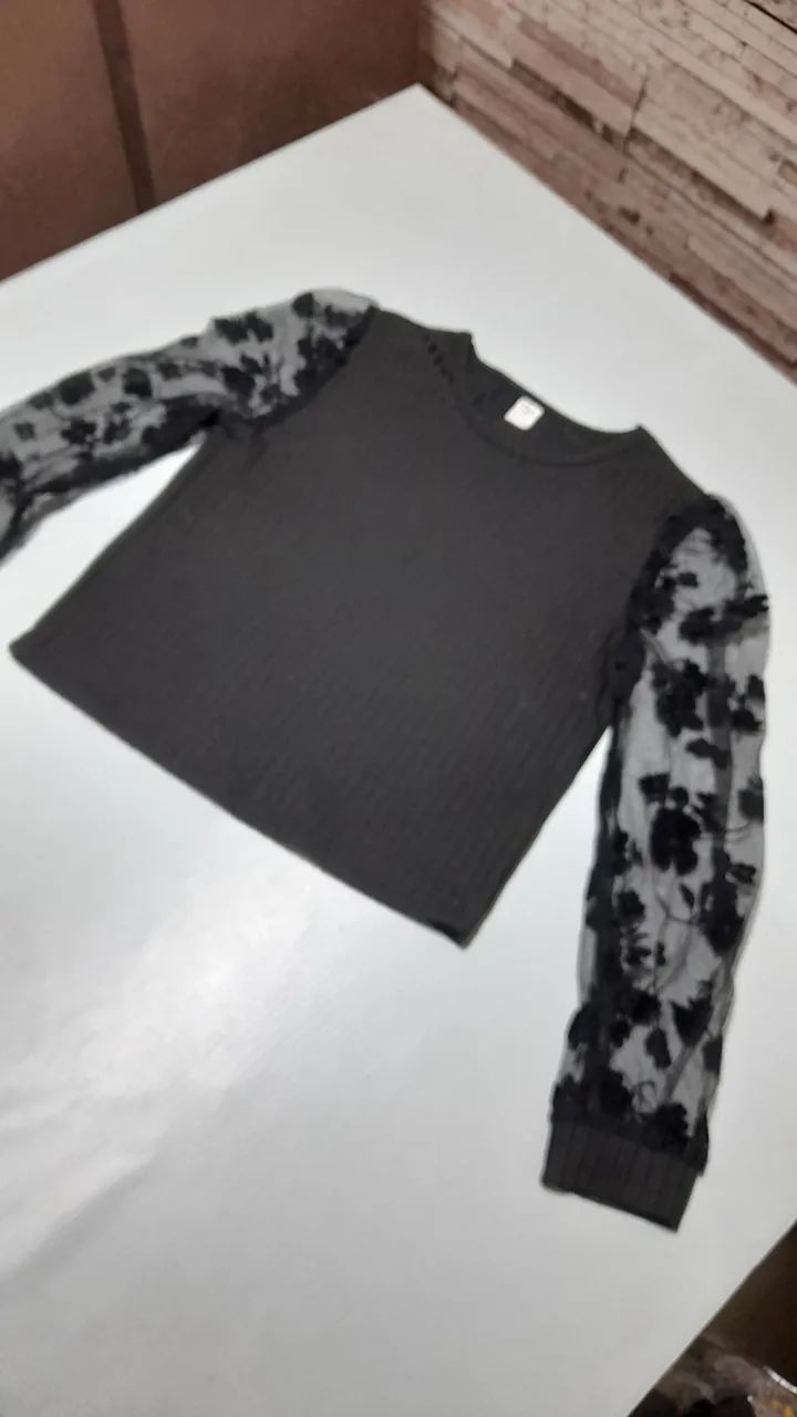 Vendo Blusa infantil malha  preta , Shein, tamanho 11-12 anos seminova. - Foto 5