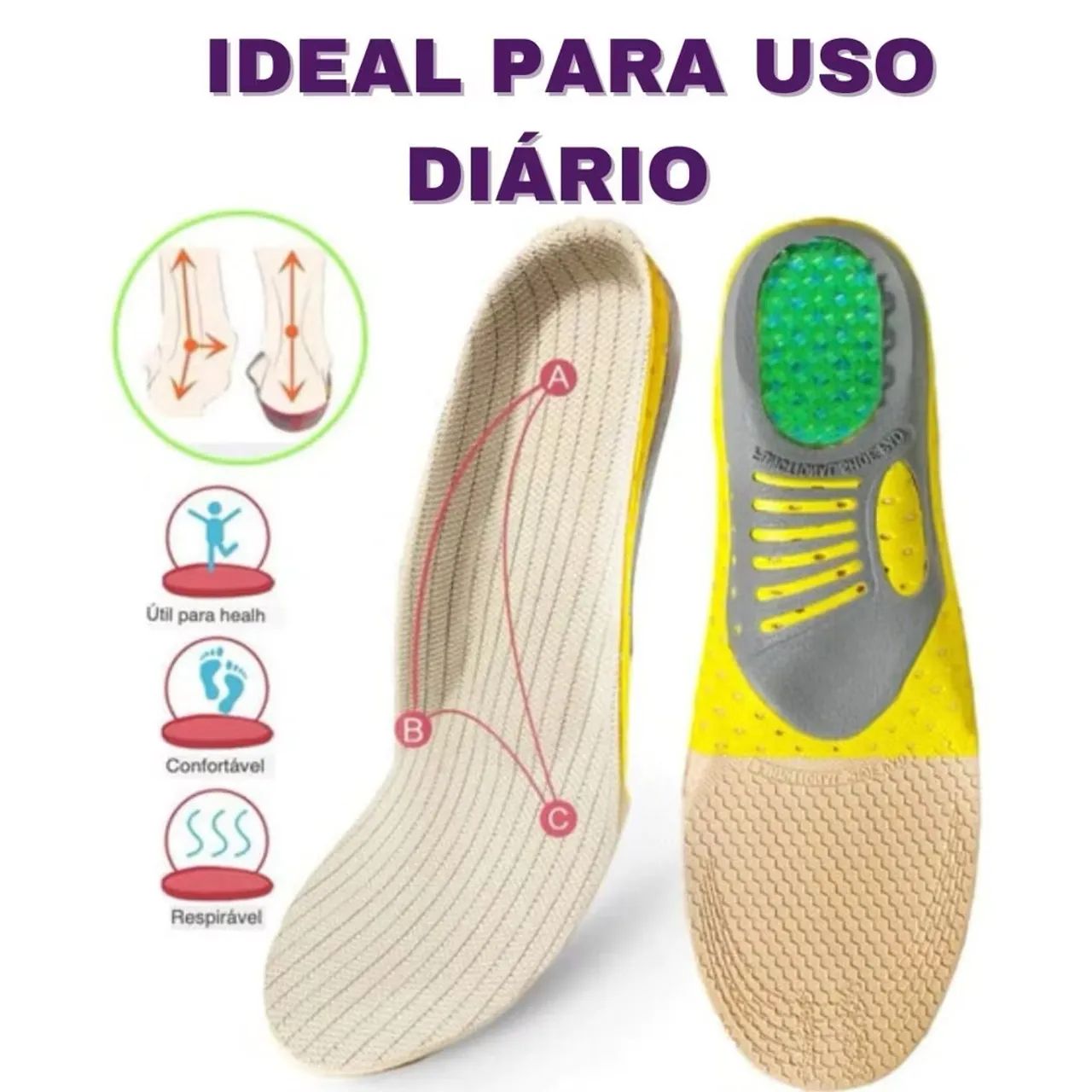 Palmilha ortopédica com gel (35 ao 44) - Foto 2