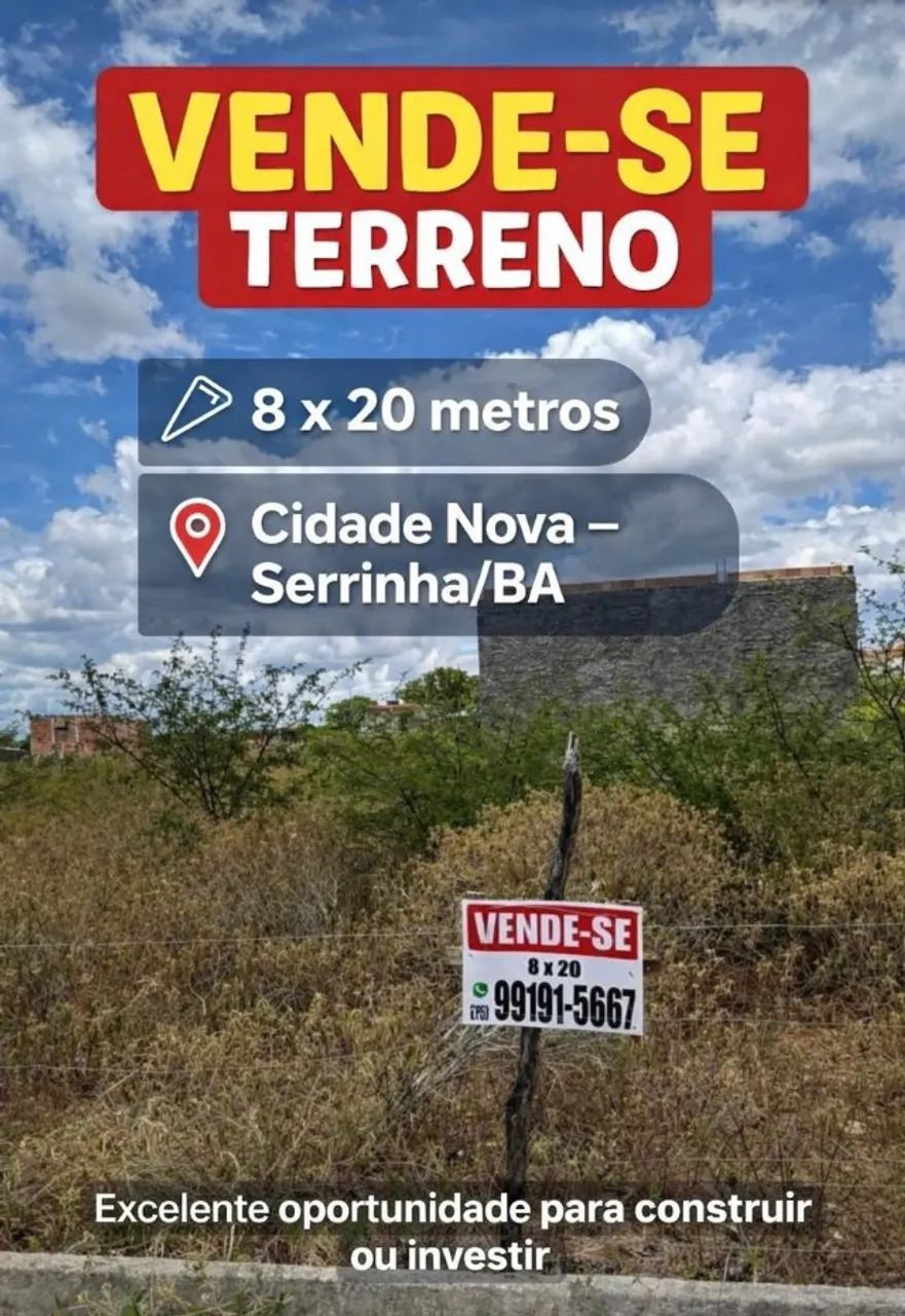 Terreno 8 x 20 na Cidade Nova