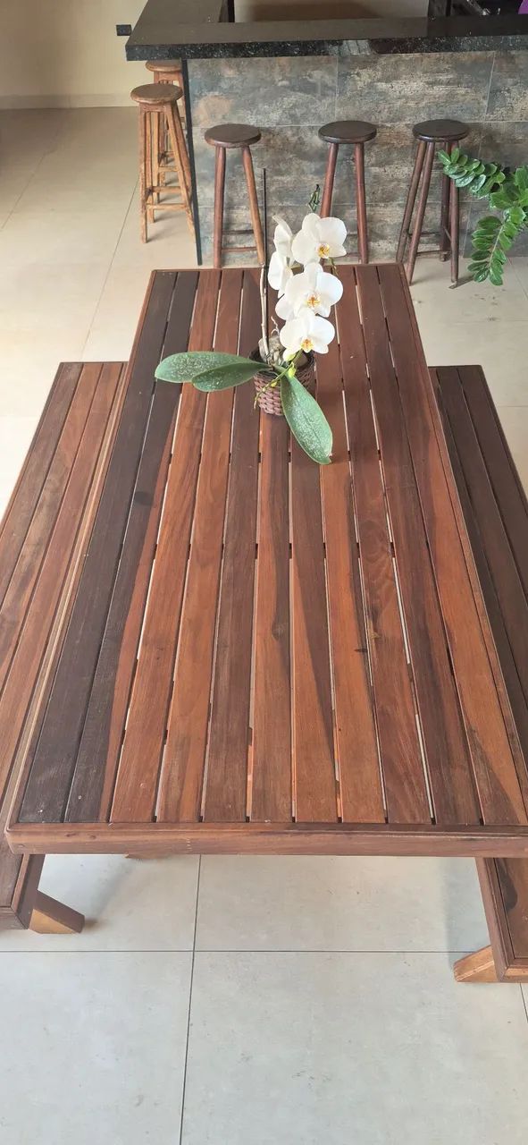 Mesa de Madeira com Banco - Foto 2
