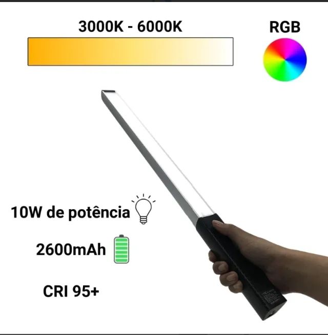 Bastão Iluminador de LED RGB Luxceo Q508A - 10W | 3000K a 6000K