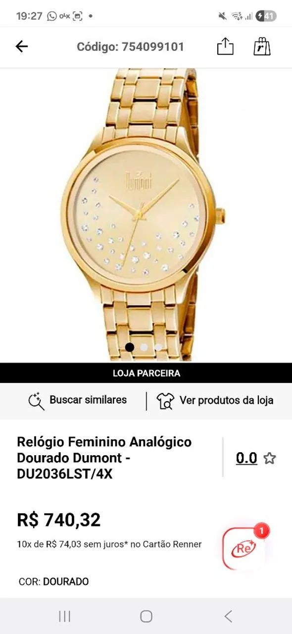 Relogio dourado dumont - Foto 3