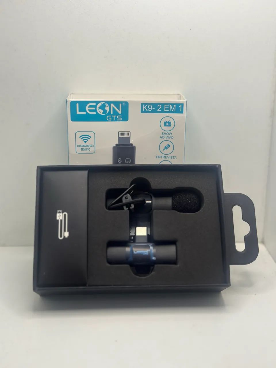 ? Microfone de Lapela Sem Fio Leon GTS K9 - 2 em 1 (iPhone e USB-C) - Foto 2