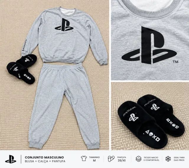 conjunto playstation + pantufa  para quem é fã de playstation!