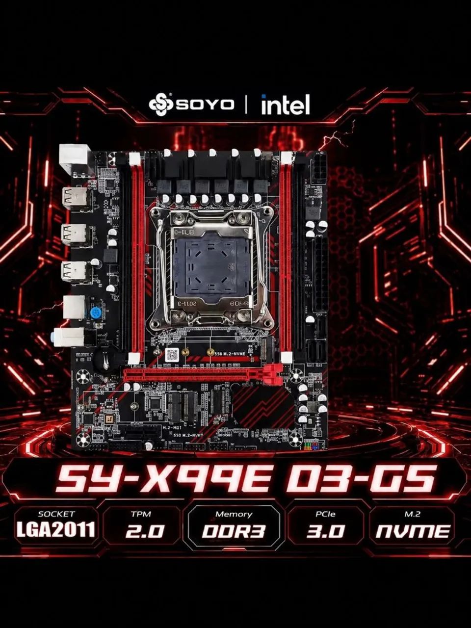Placa mãe x99 ddr3 - soyo x99e d3-gs - nova nunca usada