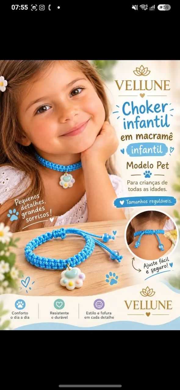 Pulseiras e Choker em Macramê 
